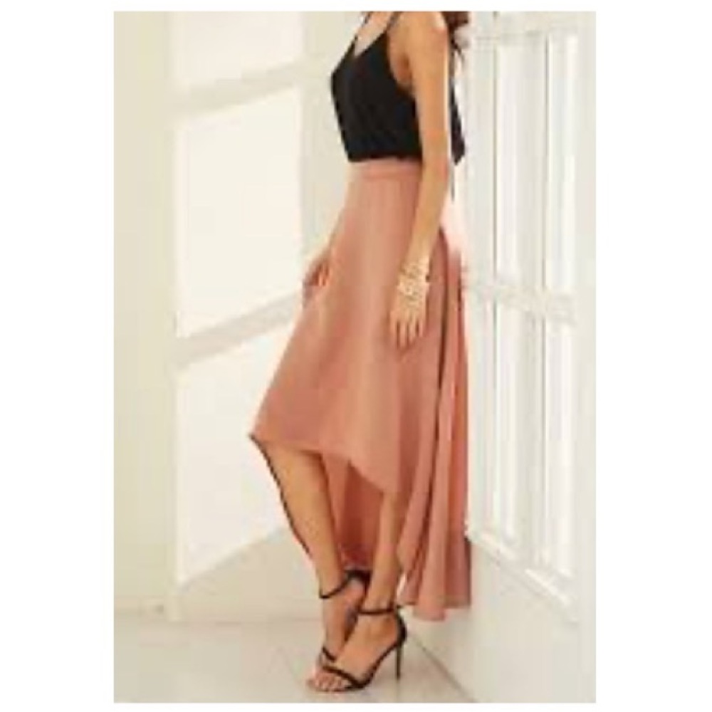 F21 Skirt Rose Asymmetrical Waterfall Style Fully Lined  Skirt Size S